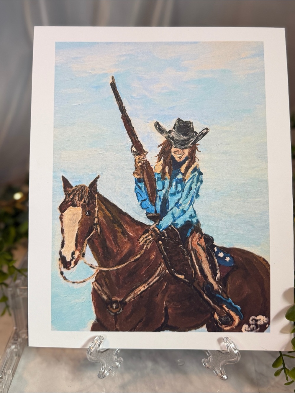 She Rides Alone 8x10 Western Cowgirl Horse Art Print By Briefcase Artist